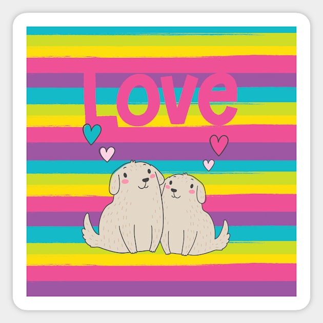 Valentine Rainbow Puppies Sticker by TealFeatherCreations1